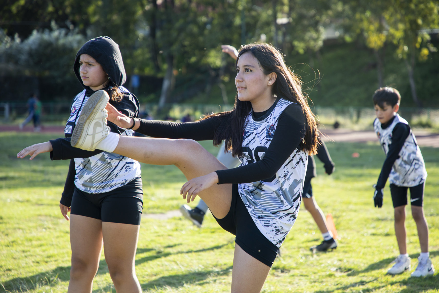 Entrenamiento de tocho bandera en Villa Olímpica
